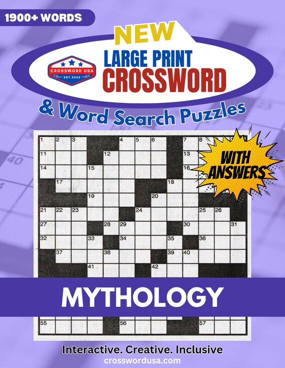 Mythology crossword puzzle book | 1900+ words | large print | gods, heroes  u0026 creatures - etsy canada
