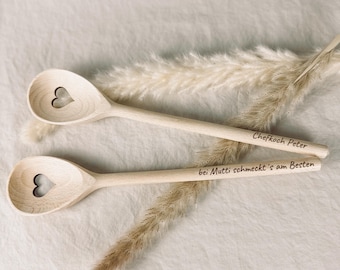 personalisierter Kochlöffel mit Gravur / Geschenk für Köche / Geschenkidee Mama / gravierter Holzlöffel mit Namen