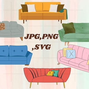 Couch Sofa SVG/  Clip Art Cut File Silhouette/ Furniture Svg/ Home Clipart/ Sit svg/ Couch Clipart/ Couch PNG/Instant Digital Download