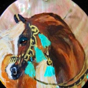 Collier Peint A La Main D Art De Cheval Arabe O Mere De Etsy