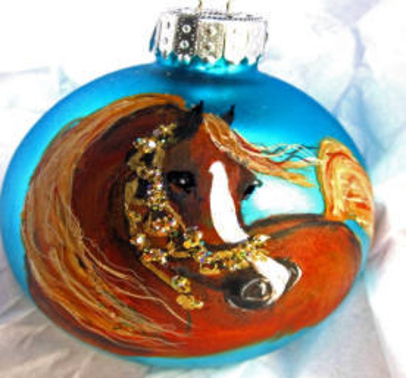 Arabian Horse Art Handpainted Christmas Ornament in Native Halter Nancy 1 Etsy