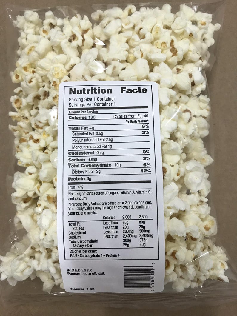 All Natural Salted Gourmet Popcorn | Case of 24 1oz Snack Bags - Etsy