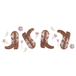 Boots with Flowers Machine Embroidery File 6 Sizes, Western Country Cottage Cowgirl Cowboy pes dst jef exp vp3 xxx sew Summer Spring Design