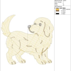 Four Golden Retriever Embroidery pes dst exp jef Dog Machine Embroidery Design, Puppy Poses Lineup Download, Animal Lover Gift Border Runner image 14