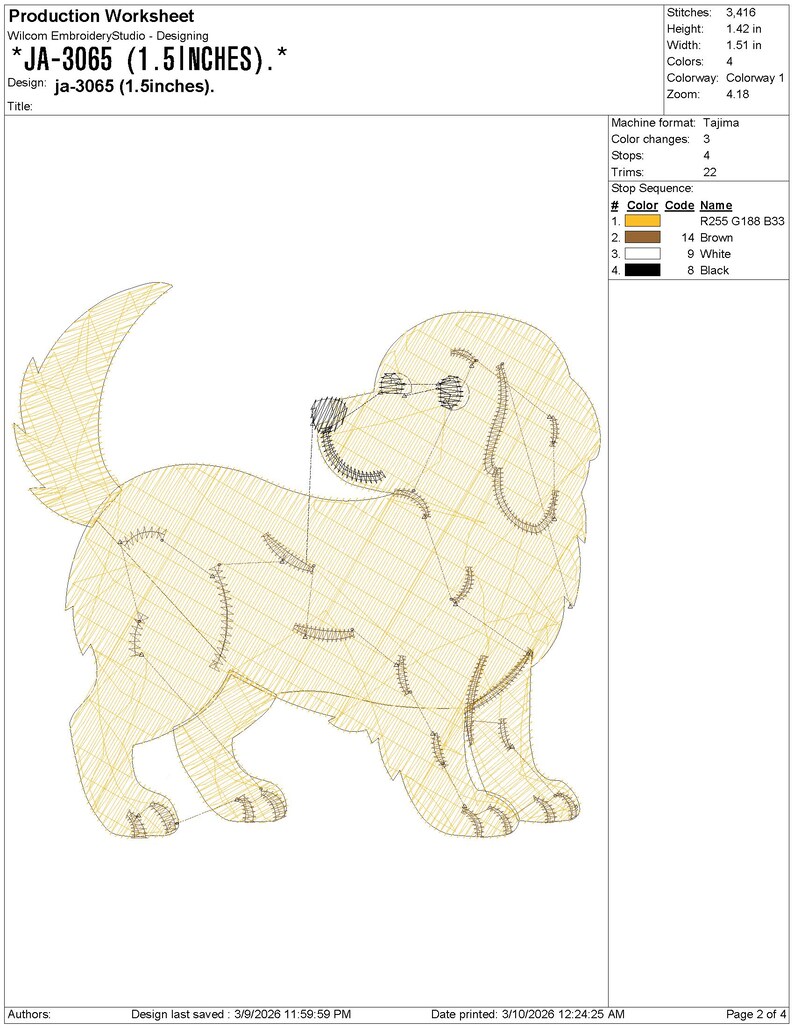 Four Golden Retriever Embroidery pes dst exp jef Dog Machine Embroidery Design, Puppy Poses Lineup Download, Animal Lover Gift Border Runner image 14