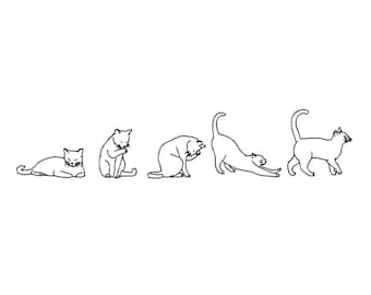 Cat Line Art Embroidery Design: Minimalist Kitten Border (Digital Download)