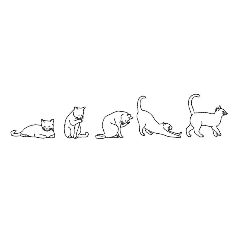Cat Line Art Embroidery Design: Minimalist Kitten Border (digital ...
