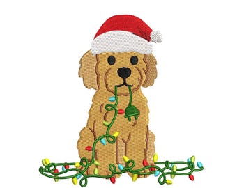 Goldendoodle Christmas Embroidery Design, Holiday Dog Machine Embroidery Groodle Animal Lover Pet Embroidery Digital Download Dog Mom Dad
