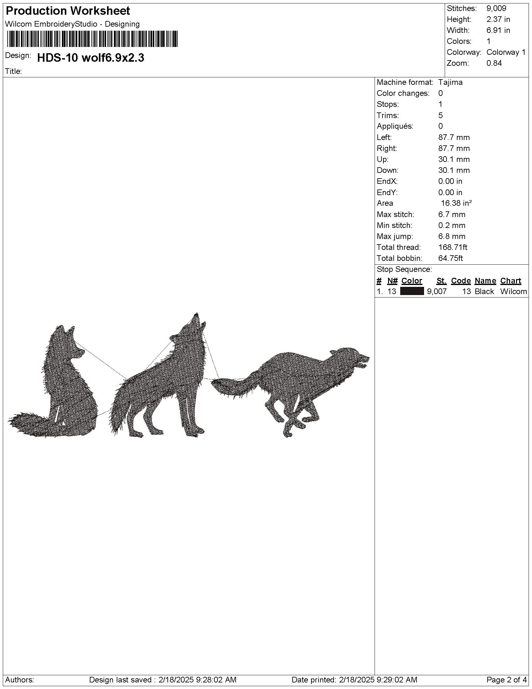 Wolves Dst Black Wolf Embroidery Design, Running Howling Wolves Machine Embroidery ...