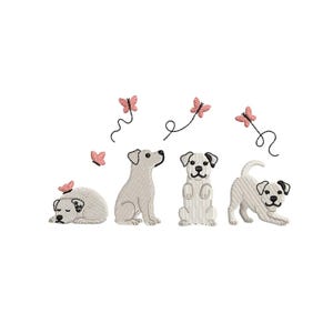 White Dog Embroidery pes dst exp hus inb jef sew vp3 xxx Mini Mix Pitbull Machine Embroidery Design, Spot Dog Puppy Digital File Download