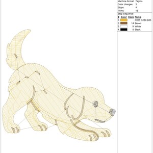 Four Golden Retriever Embroidery pes dst exp jef Dog Machine Embroidery Design, Puppy Poses Lineup Download, Animal Lover Gift Border Runner image 17