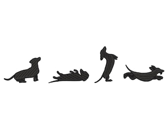 Dachshund Embroidery 4 sizes, Black Dackel Silhouette Download, Wiener Sausage Puppy Machine Embroidery for Dog Lovers, Animal Pet Design
