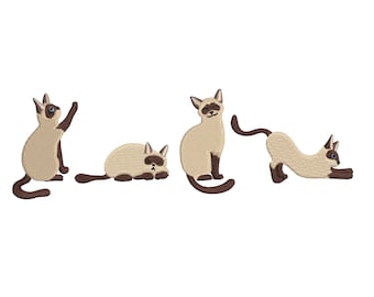 Siamese Cat Lineup Embroidery Design: Pet Lover Machine Embroidery (Digital Download)