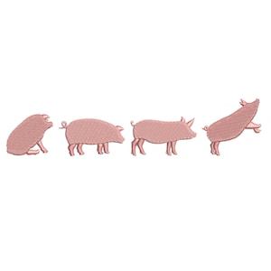 Pig Embroidery Design pes dst exp hus inb jef sew vp3 xxx Farm Animals Machine Embroidery Design Digital File, Barnyard Pink Pigs 4 Sizes