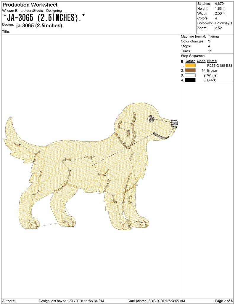 Four Golden Retriever Embroidery pes dst exp jef Dog Machine Embroidery Design, Puppy Poses Lineup Download, Animal Lover Gift Border Runner image 12
