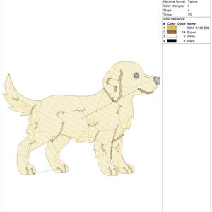 Four Golden Retriever Embroidery pes dst exp jef Dog Machine Embroidery Design, Puppy Poses Lineup Download, Animal Lover Gift Border Runner image 13