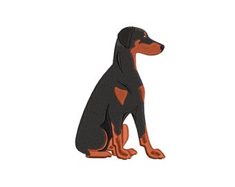 Doberman Dog Embroidery 3 Sizes, Sitting Puppy Embroidery, Mini Dog Embroidery, Doberman Machine Embroidery File, Pet Lover Embroidery File