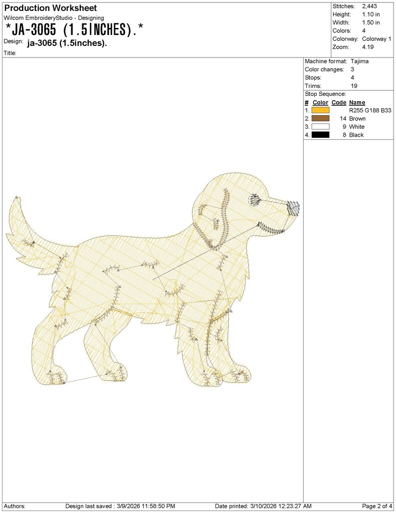 Four Golden Retriever Embroidery pes dst exp jef Dog Machine Embroidery Design, Puppy Poses Lineup Download, Animal Lover Gift Border Runner image 11
