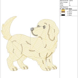 Four Golden Retriever Embroidery pes dst exp jef Dog Machine Embroidery Design, Puppy Poses Lineup Download, Animal Lover Gift Border Runner image 16