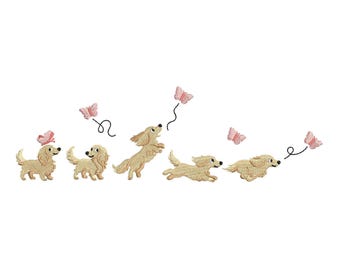 Dachshund Dog Embroidery pes dst exp hus inb jef sew vp3 xxx Mini Weiner Machine Embroidery Design, Blonde Dackel Sausage Puppy Digital File