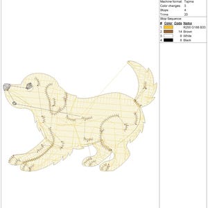 Four Golden Retriever Embroidery pes dst exp jef Dog Machine Embroidery Design, Puppy Poses Lineup Download, Animal Lover Gift Border Runner image 8