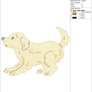 Four Golden Retriever Embroidery pes dst exp jef Dog Machine Embroidery Design, Puppy Poses Lineup Download, Animal Lover Gift Border Runner image 10
