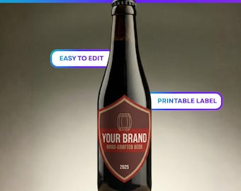 Editable Beer Label Template Canva, Custom Beer Bottle Label, Homebrew ...