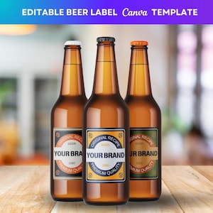 Editable Craft Beer Bottle Label Template – Modern Canva Design for Homebrewers, Breweries, and Personalized Beer Branding - Bier Etiketten