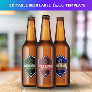 Editable Beer Label Template, Personalized Canva Homebrew Beer Bottle Label, Personalized Bier Etiketten Design