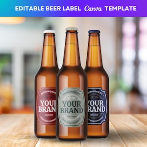 Editable Beer Label Template, Personalized Canva Homebrew Beer Bottle Label, Personalized Bier Label Design