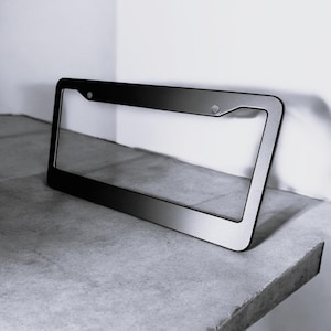 NON-Engraved License Plate Frame in Matte Black | One Aluminum or Stainless Steel Frame