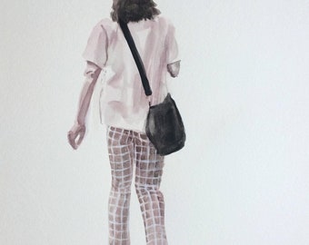 Pants, Original watercolor and acrylic on paper