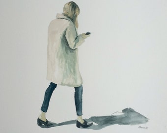 Coat, Original watercolor and graphite on paper