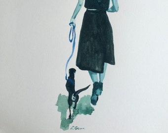 Puppy, Original watercolor on paper