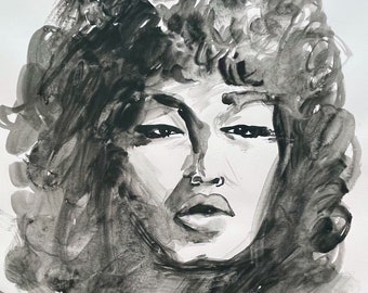 Portrait of Indya Moore, Original work on paper, 11" x 14"