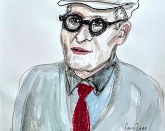 Portrait of David Hockney, Original art on paper, 11" x 14"