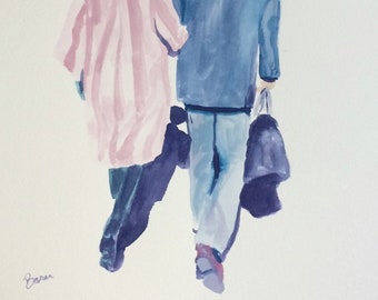 Couple, Original watercolor on paper