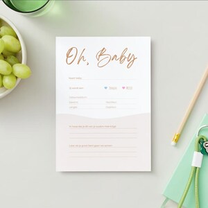 Babyvoorspellingskaart | Babyshower Spel | Modern Design | A5 PDF Download
