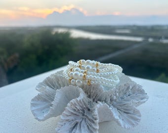 Cute handmade pearl bracelets, cute bracelets, dainty bracelets, beach bracelets, summer jewelry, ocean jewelry, bracelets, pearl bracelet