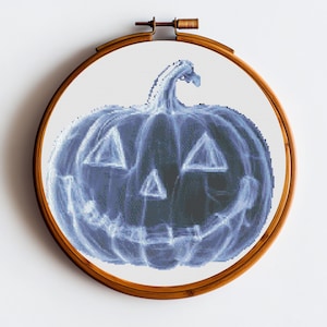 Transparent Pumpkin Cross Stitch Pattern - Halloween Decor PDF - Digital Download for Spooky Fall Crafts