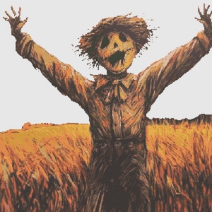 Scarecrow Halloween Cross Stitch Pattern - Fall Decor PDF - Digital Download for Spooky Autumn Crafts