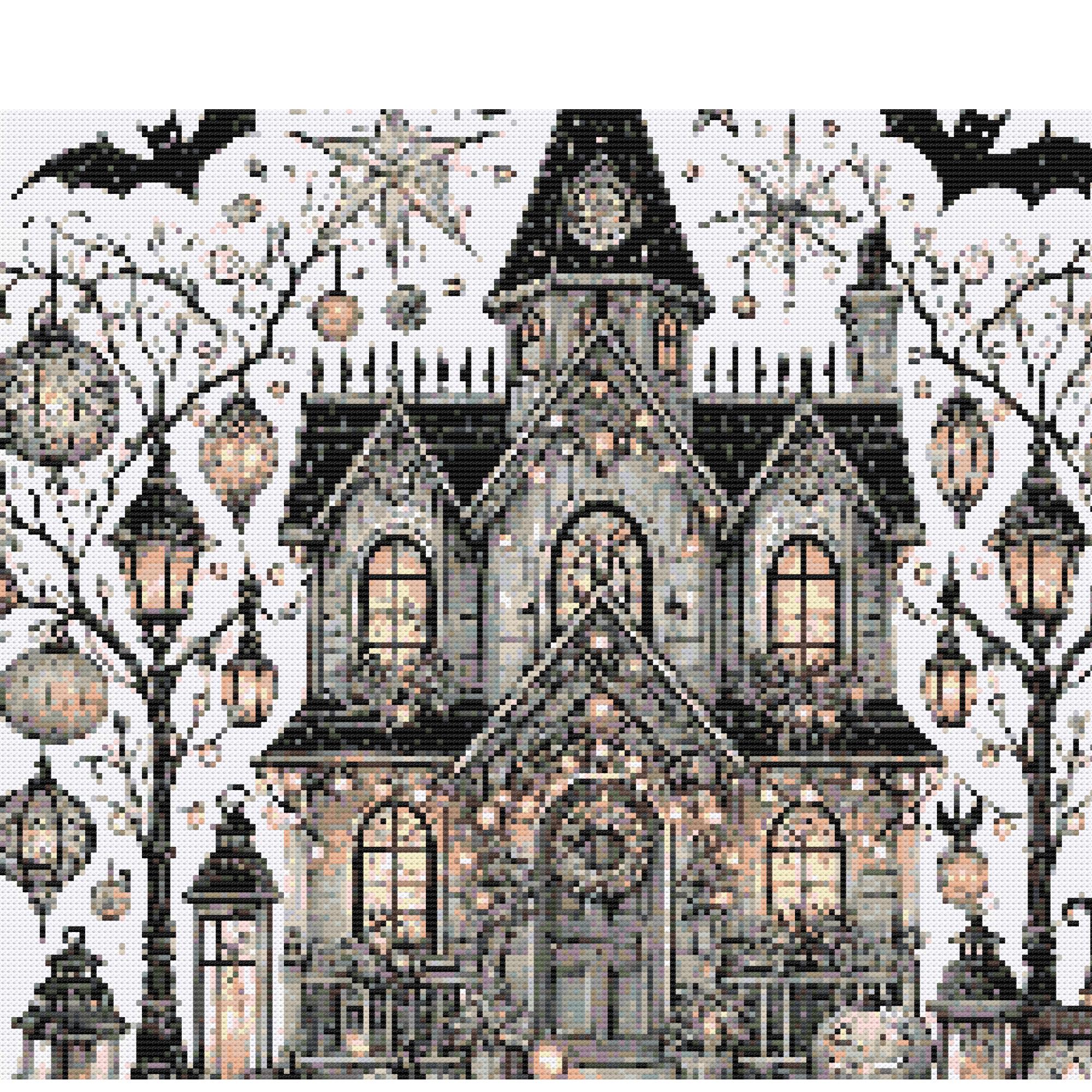 Haunted House Halloween Cross Stitch Pattern - PDF Digital Download ...