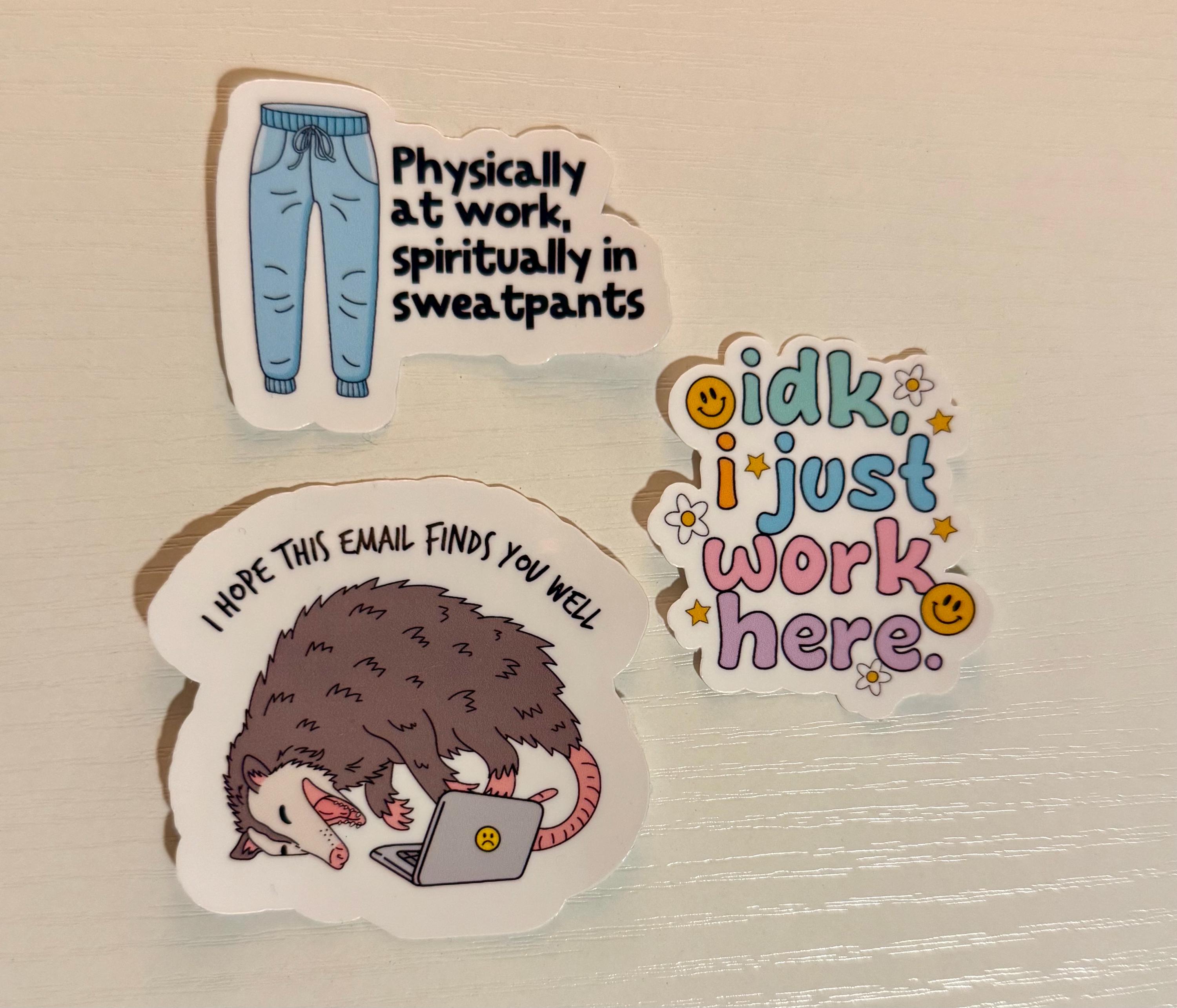 10 Funny Work Sticker Bundle, Sarcastic but Cute Office Humor Stickers ...
