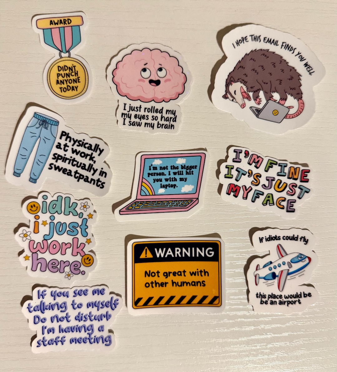 10 Funny Work Sticker Bundle, Sarcastic but Cute Office Humor Stickers ...