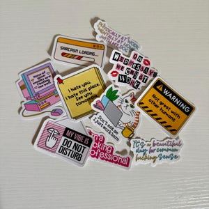 10 Funny Work Sticker Bundle, Sarcastic but Cute Office Humor Stickers ...