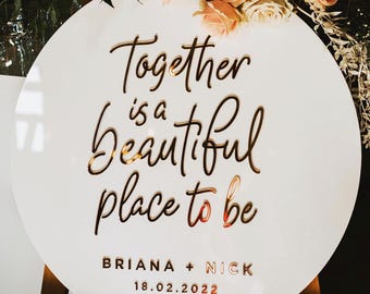 Custom Round 3D Wedding Welcome Acrylic Sign, Welcome Engagement Sign, 3D Acrylic Welcome Signs, Engagement Sign, Bridal shower sign