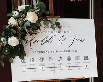 Custom Wedding Timeline Sign, Wedding Itinerary sign, Customized Wedding Timeline & Order of Events Sign, Wedding Itinerary Display
