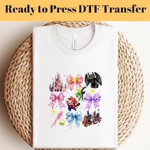 Epic Universe Mario Coquette DTF, Pastel Retro Design, Mario Bros Ready to Press, Disney DTF Transfer, Epic Universe Dtf Press, Mario DTF