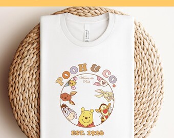 Pooh and Co DTF, Vintage Style, Disney, Ready to Press, Disney DTF Transfer, Heat Press DTF Transfer, Floral winnie the Pooh