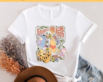 Pooh and Co, Vintage Style, Disney, Ready to Press, Personalized DTF Transfer, Disney Gifts, Heat Press DTF Transfer, Floral winnie the Pooh